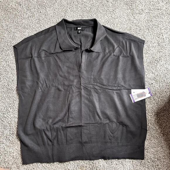 DKNY Gray Sleeveless Polo Shirt Soft Plus Size XXL Women's New with Tags - Picture 1 of 5